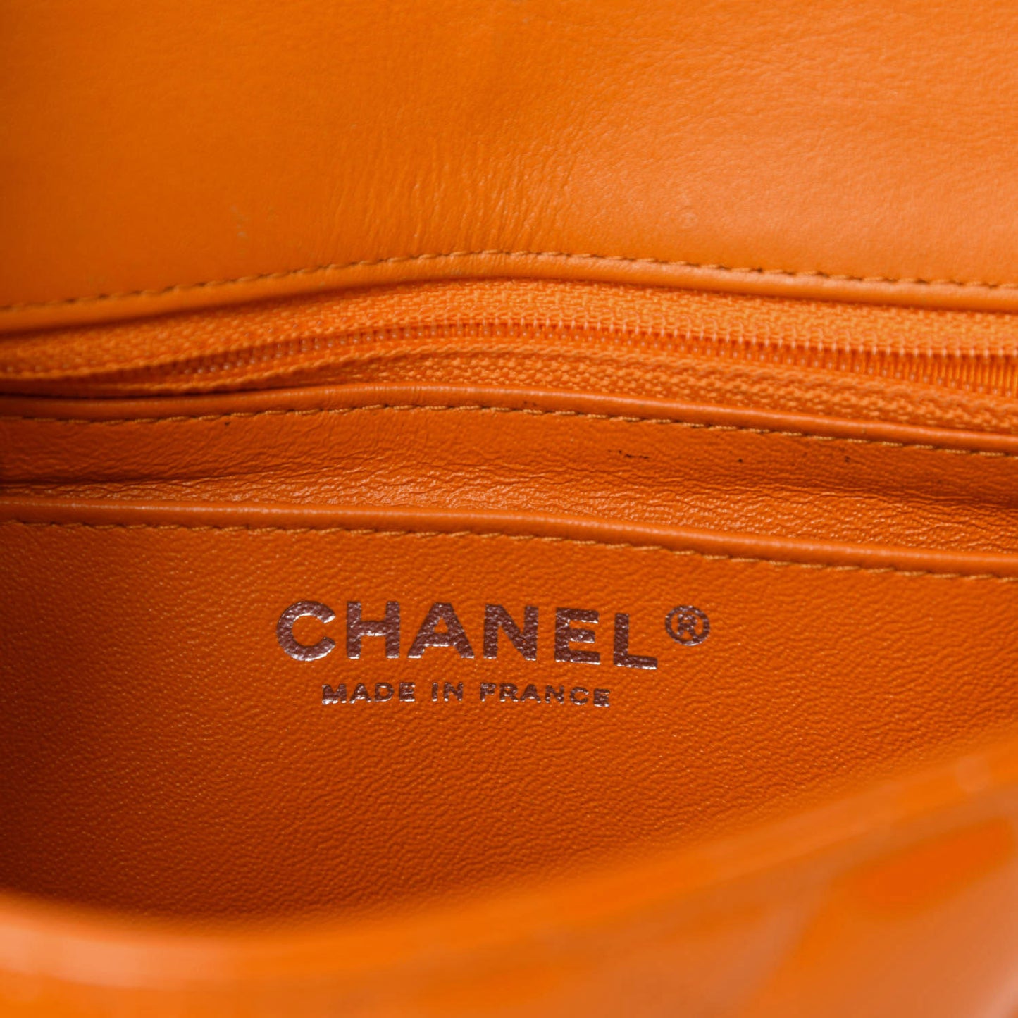 Patent Quilted Mini Square Flap Orange