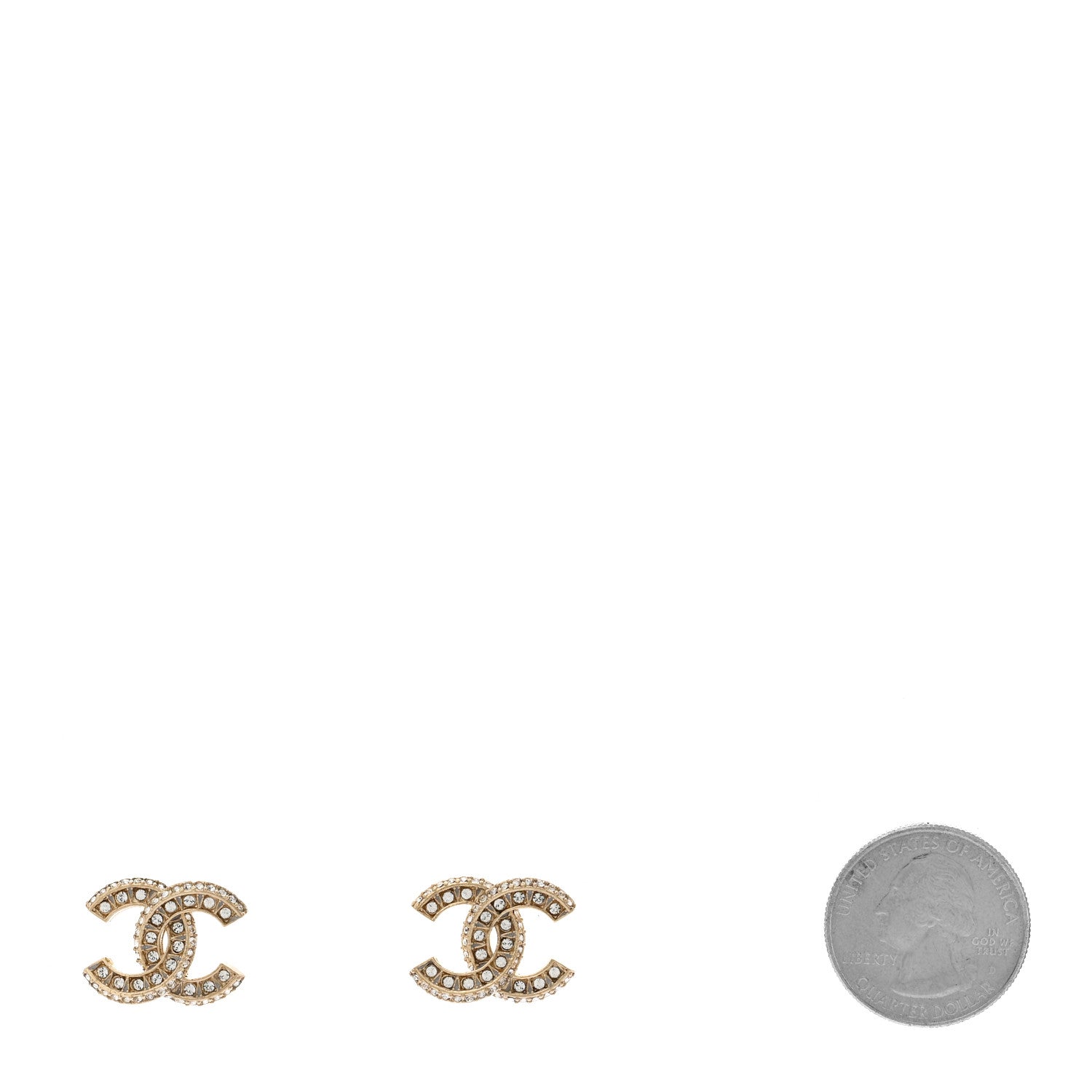 Chanel Crystal CC Earrings Gold 2 of 5