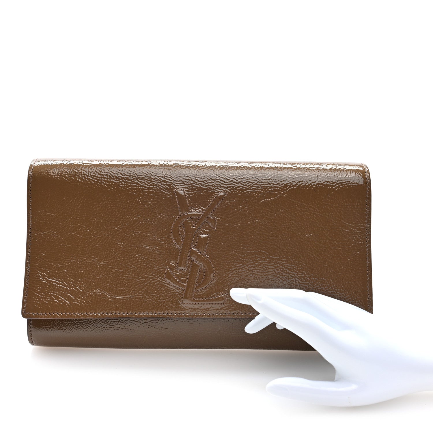 Saint Laurent Textured Calfskin Monogram Large Belle De Jour Clutch Beige 2 of 6