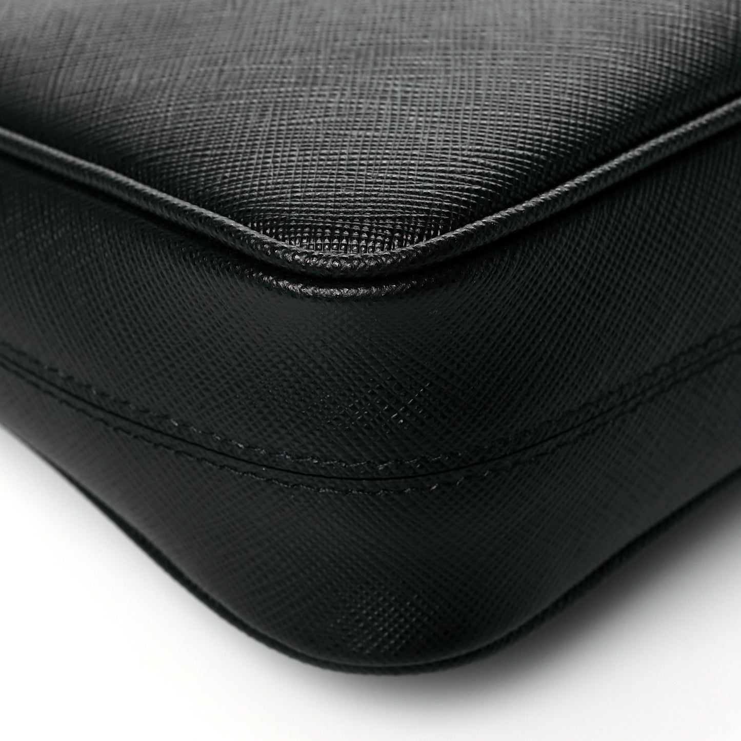 Saffiano Travel Pocket Zippered Shoulder Bag Black