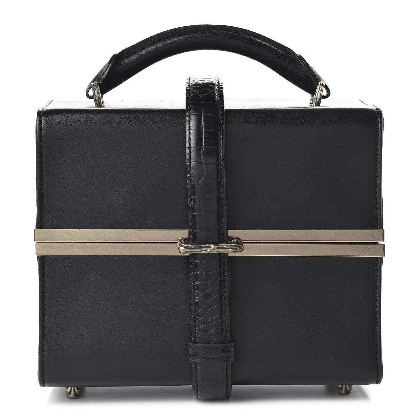 Calfskin Crocodile Embossed Tai Dopp Kit Bag Black
