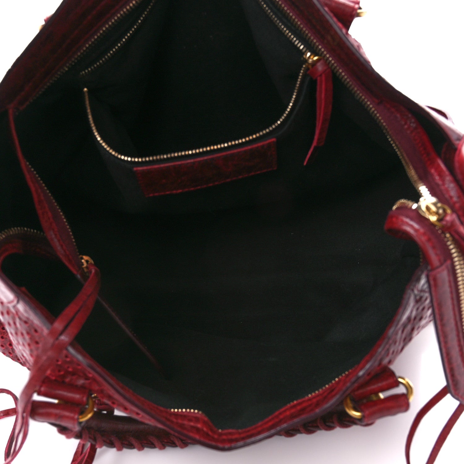 Balenciaga Agneau Laser Cut Cross Classic Gold Hardware City Rouge Lie De Vin 6 of 12