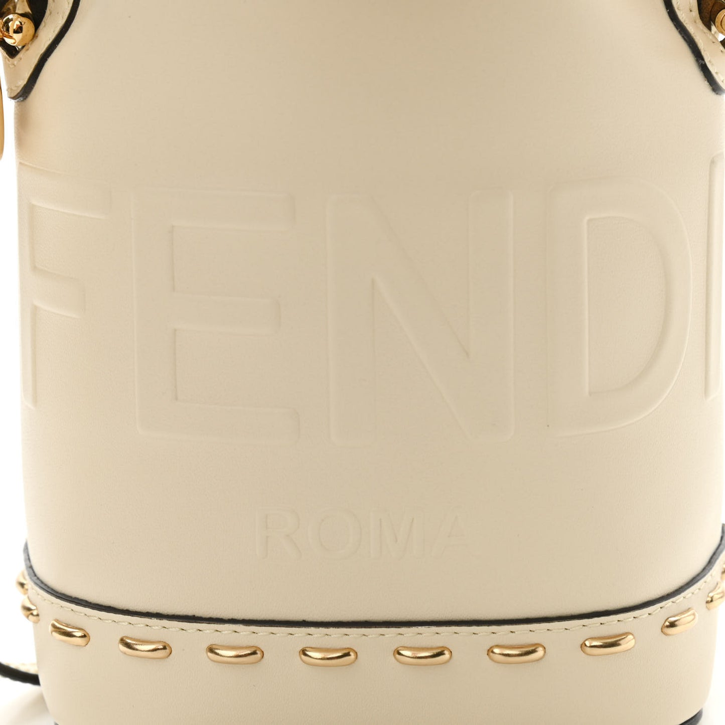 Vitello King F is Fendi Logo Debossed Metal Stitch Mini Mon Tresor Bucket Bag Pergamena