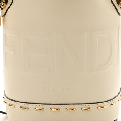 Fendi Vitello King F is Fendi Logo Debossed Metal Stitch Mini Mon Tresor Bucket Bag Pergamena 10 of 10