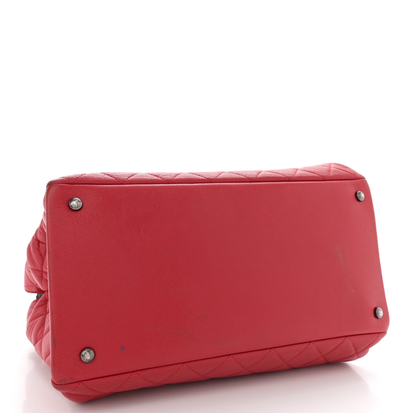 Shiny Sheepskin Quilted Medium Shopping Tote Red