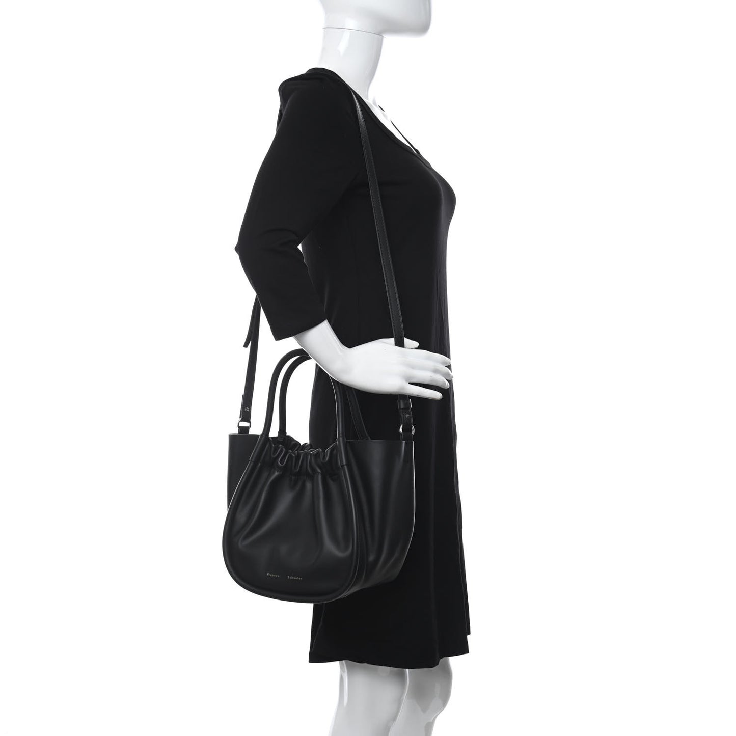 Calfskin Small Ruched Tote Black