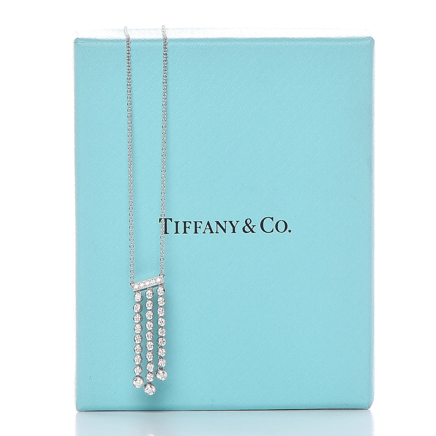 Platinum Diamond Jazz Triple Drop Pendant Necklace