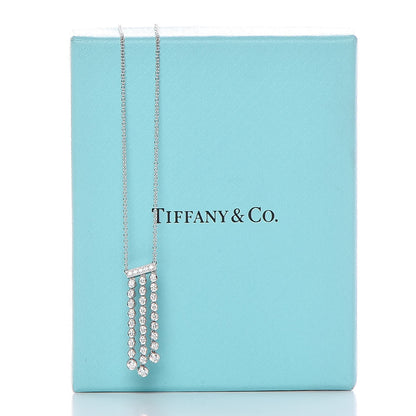Tiffany Platinum Diamond Jazz Triple Drop Pendant Necklace 7 of 7