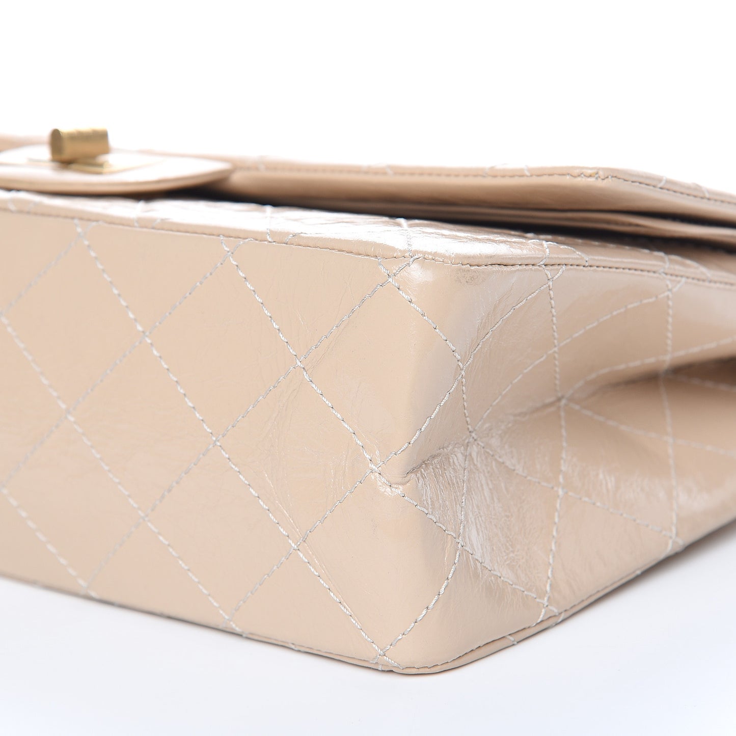 Distressed Patent Calfskin Quilted 2.55 Reissue 227 Flap Beige