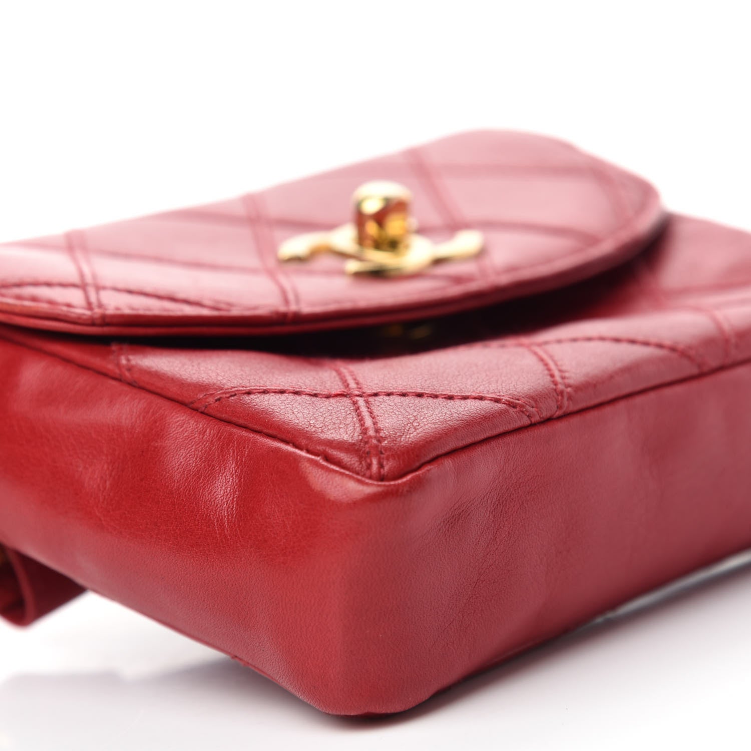 Chanel Calfskin Quilted Flap Waist Belt Bag Red 6 of 12