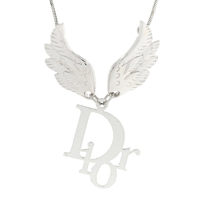 Christian Dior Metal Logo Wings Necklace Silver 4 of 6