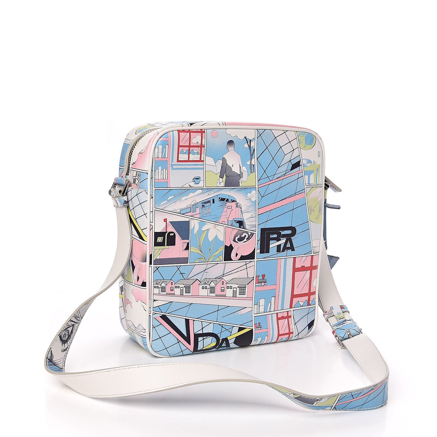 X JAMES JEAN Vitello Comics Flat Messenger Bag Azzurro