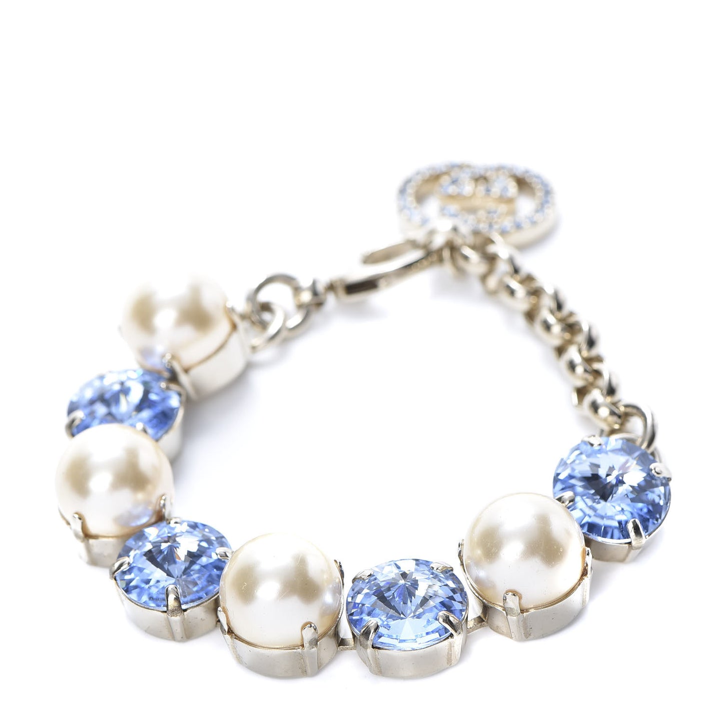 Crystal Pearl Bracelet Aged Gold Blue