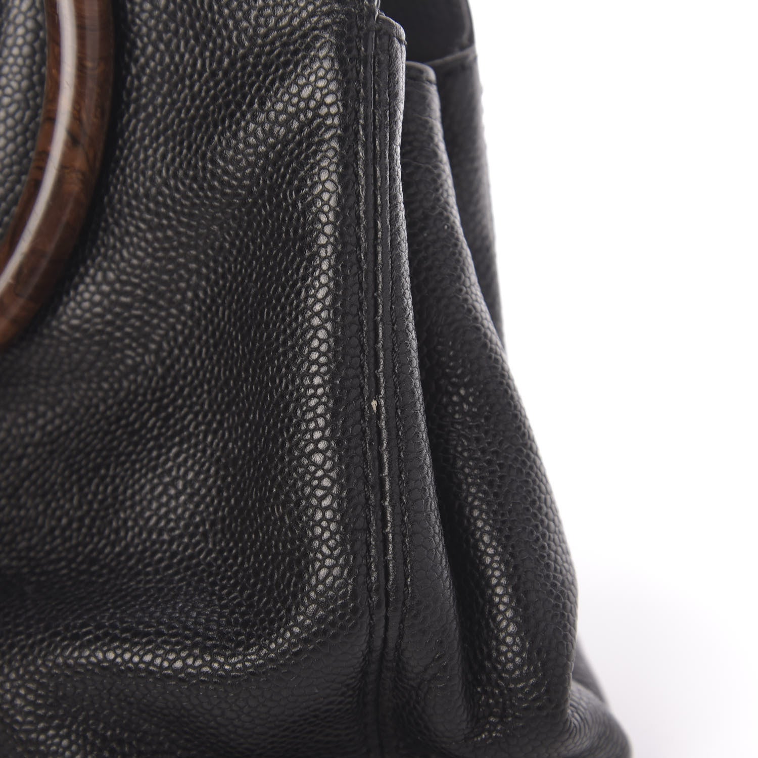 Chanel Caviar Wood Handle Handbag Black 9 of 12