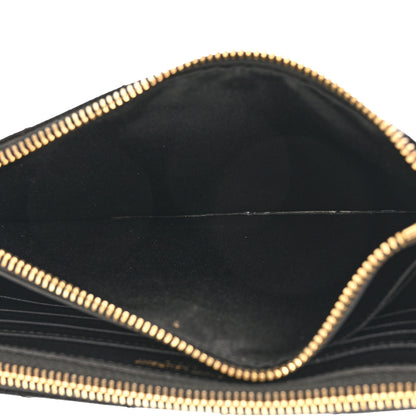 Saint Laurent Grain De Poudre Matelasse Chevron Monogram Double Zip Wallet Black 7 of 13