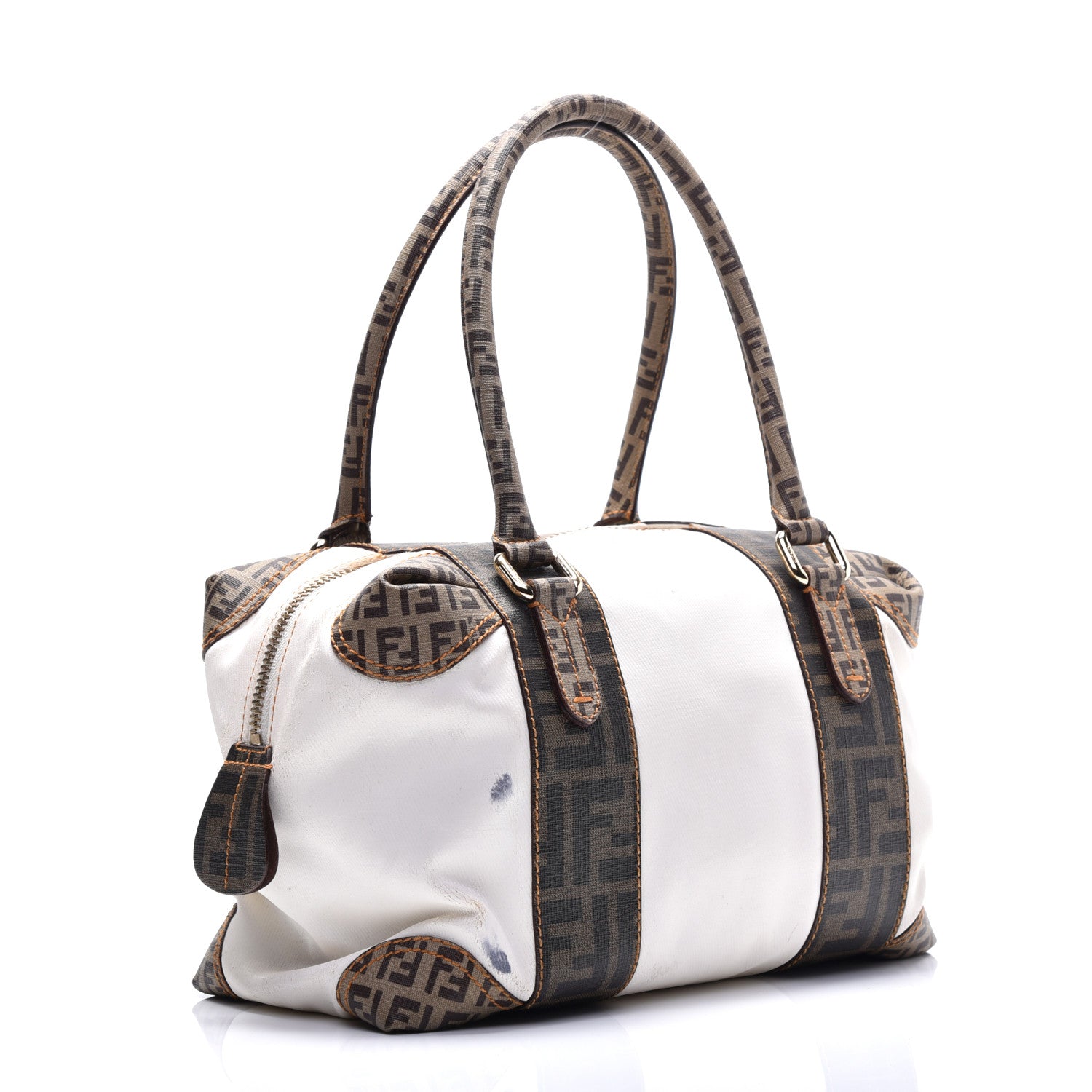 Fendi Canvas Zucca Zucchino Spalmati Mixed Media Small B Mix Tote White 3 of 12