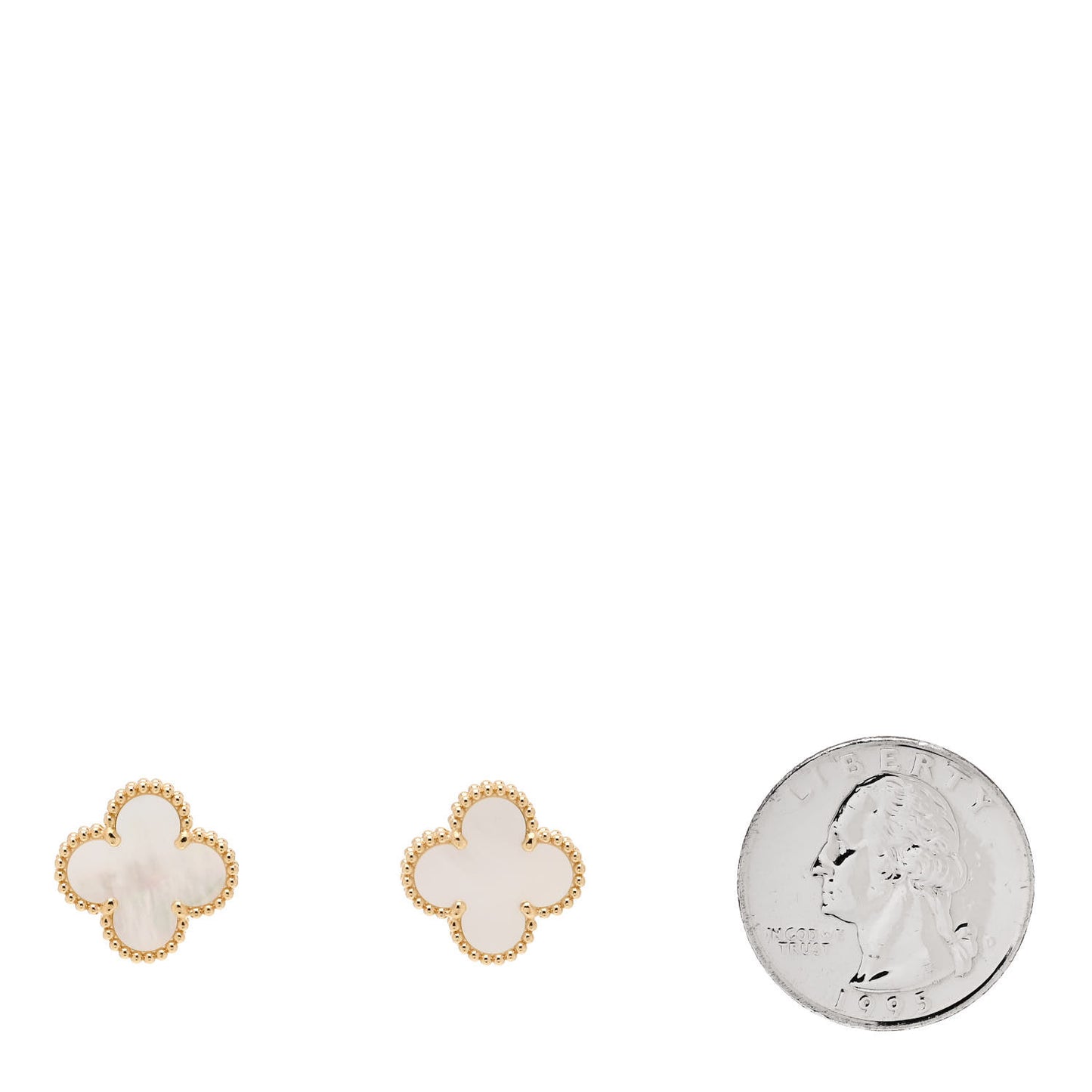 18K Yellow Gold Mother of Pearl Vintage Alhambra Earrings