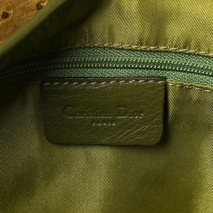 Christian Dior Ostrich Double Saddle Bag Beige Green 6 of 13