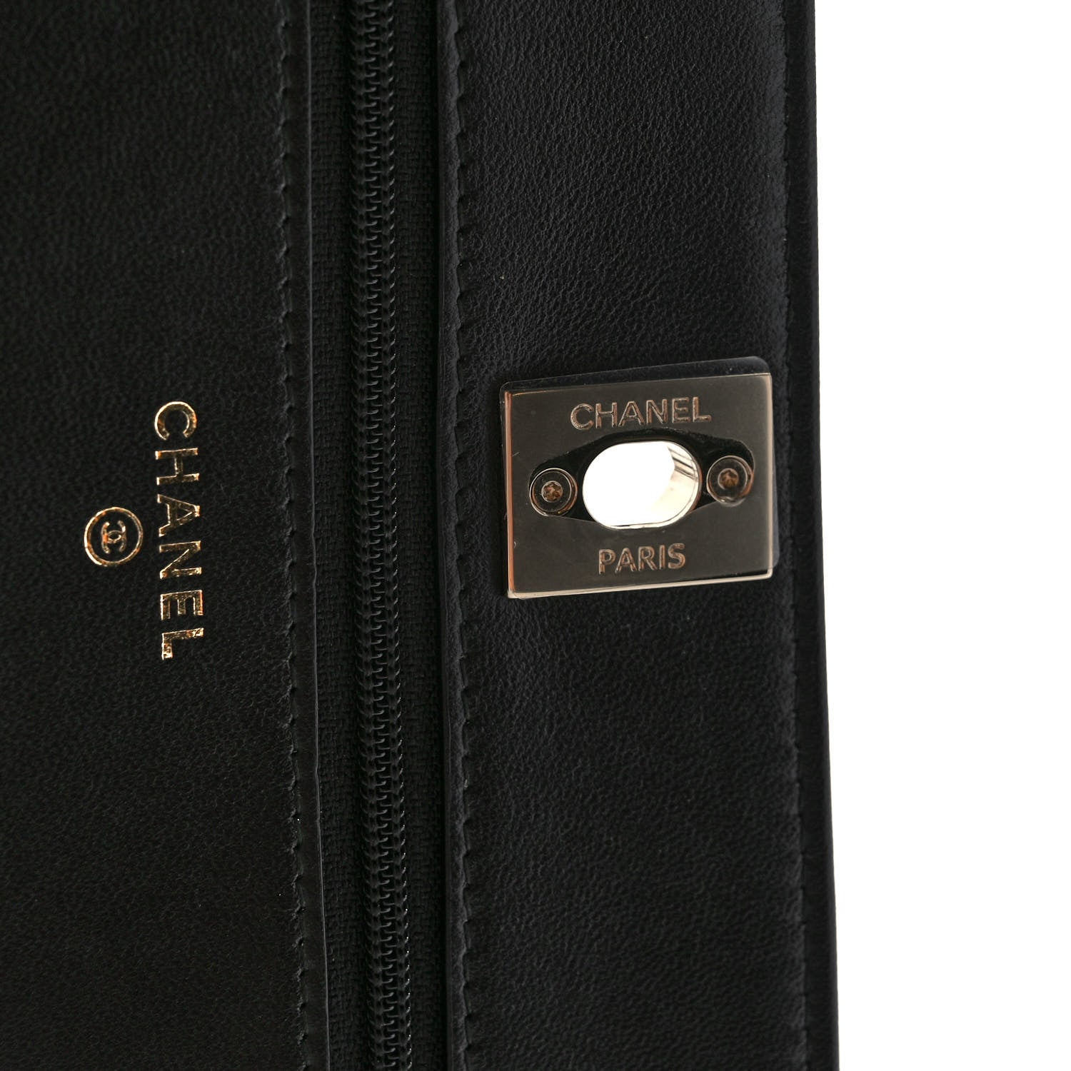 Chanel Lambskin Chevron Quilted Trendy CC Wallet On Chain WOC Black 11 of 14