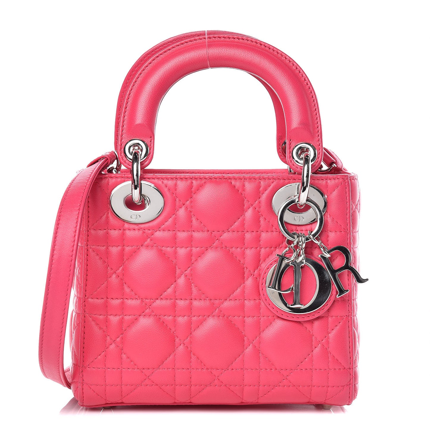 Lambskin Cannage Mini Lady Dior Fuchsia