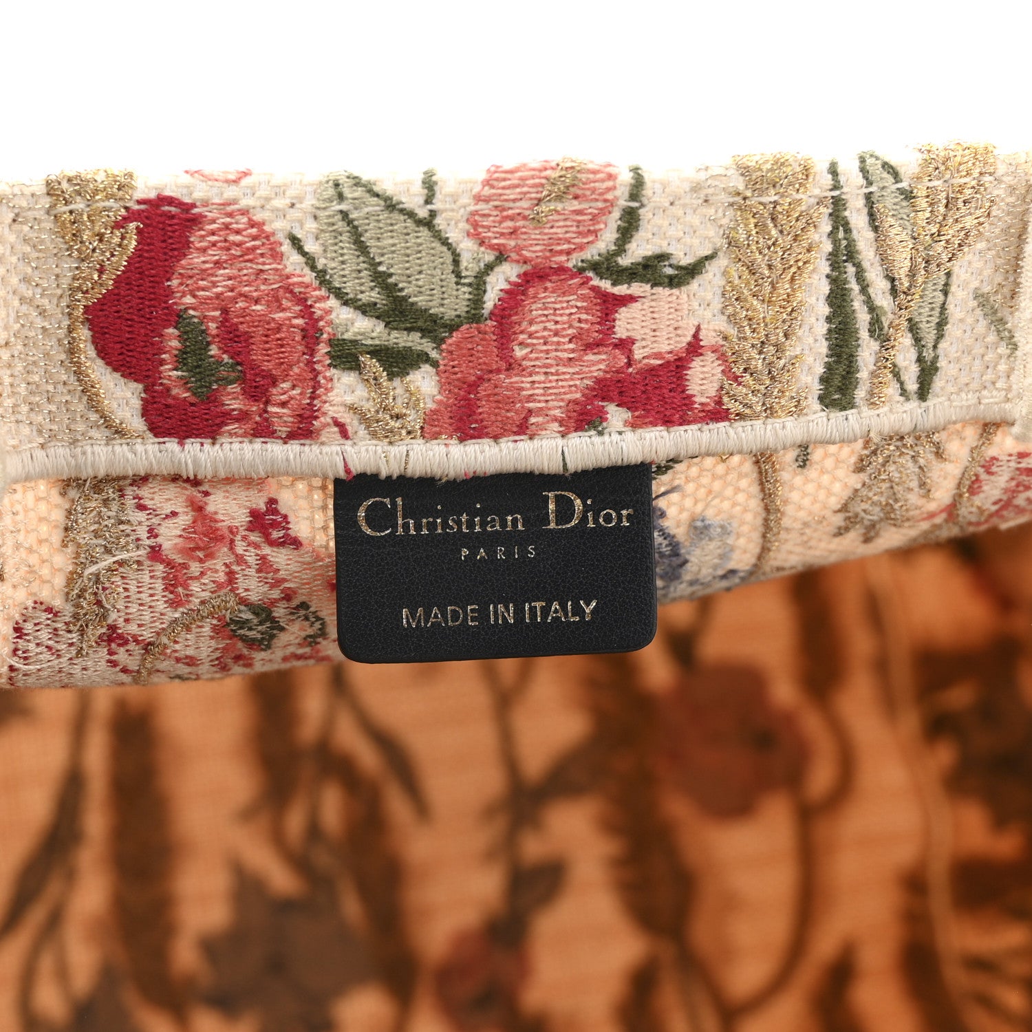 Christian Dior Canvas Embroidered Medium Hibiscus Book Tote Beige Multicolor 6 of 10
