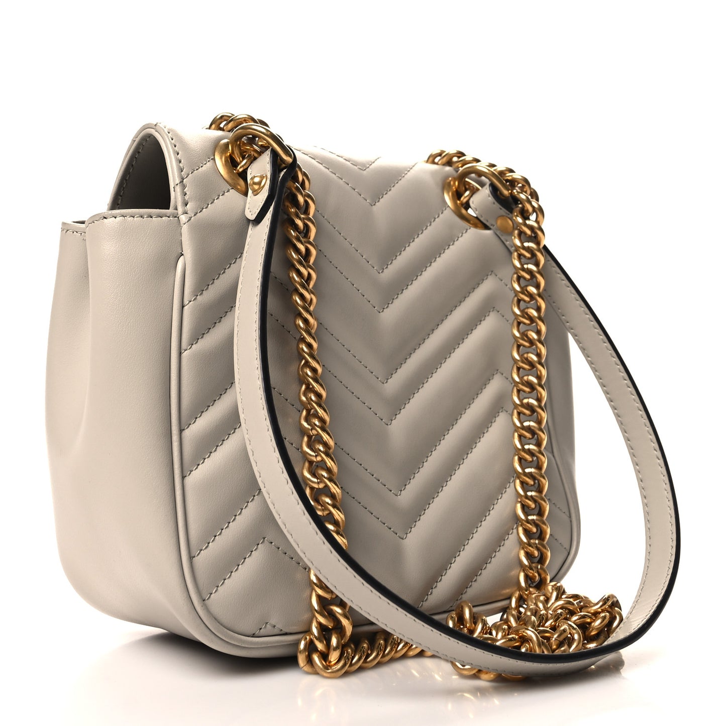 Calfskin Matelasse Mini GG Marmont Square Shoulder Bag Light Grey