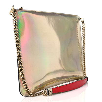Christian Louboutin Metallic Calfskin Glitter Quadro Spikes Loubiclutch Rosegold 2 of 7