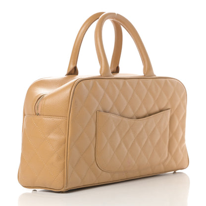 Chanel Caviar Quilted Large Bowler Bag Beige 3 of 20