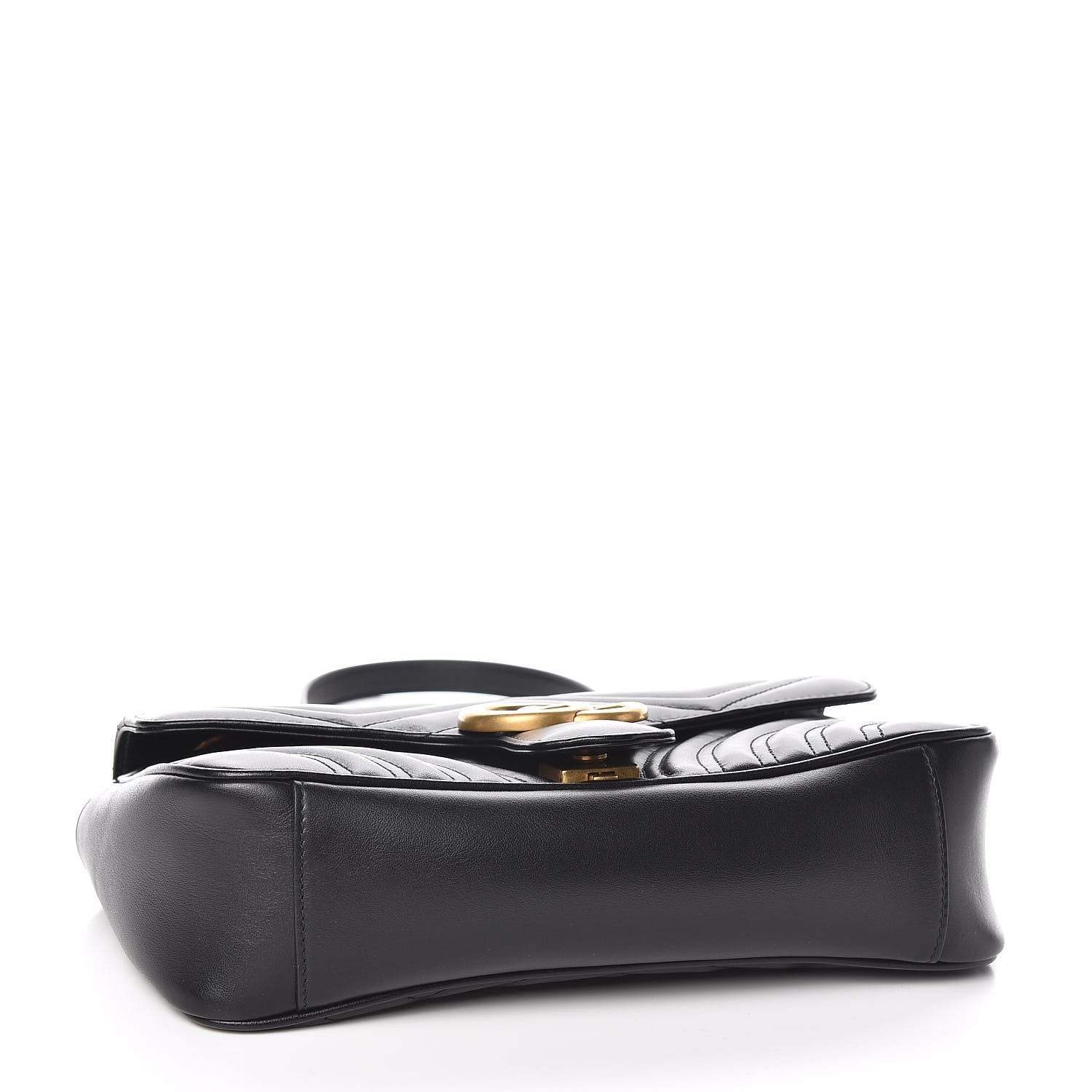 Gucci Calfskin Matelasse Small GG Marmont Shoulder Bag Black 4 of 12