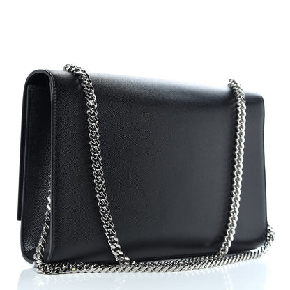 Saint Laurent Grain De Poudre Large Classic Monogram Kate Satchel Black 3 of 11
