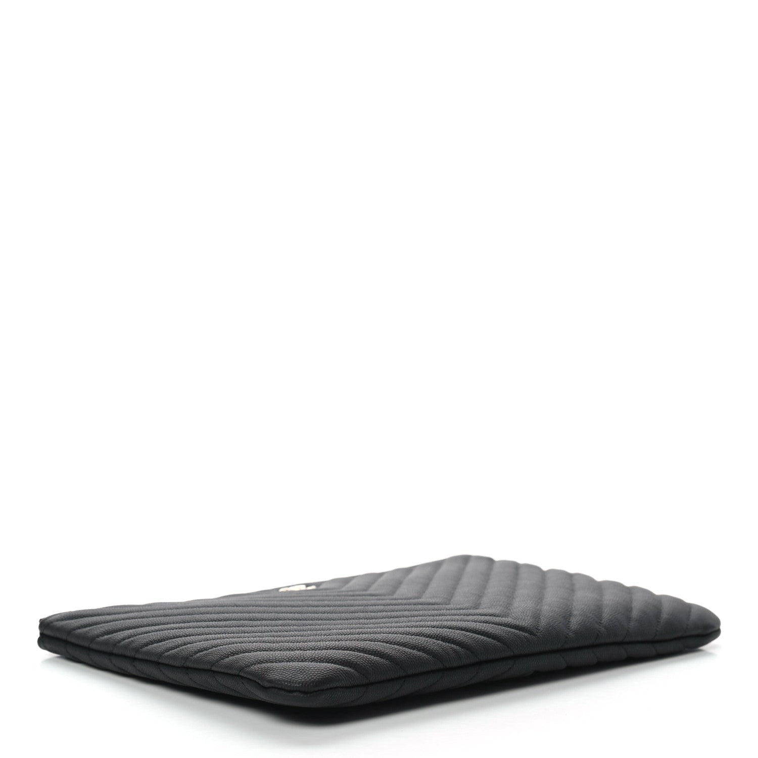 Chanel Caviar Chevron Quilted Medium Cosmetic Case Black 4 of 7
