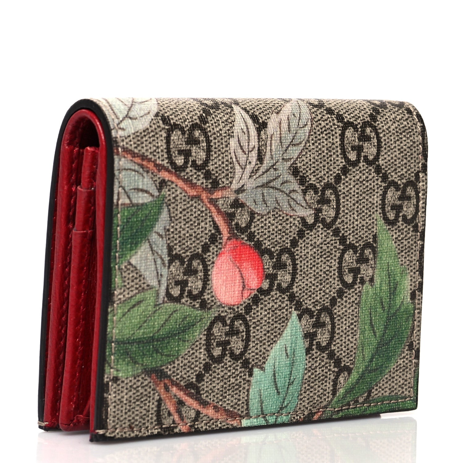 Gucci GG Supreme Monogram Tian Card Case Beige Multicolor Red 3 of 7