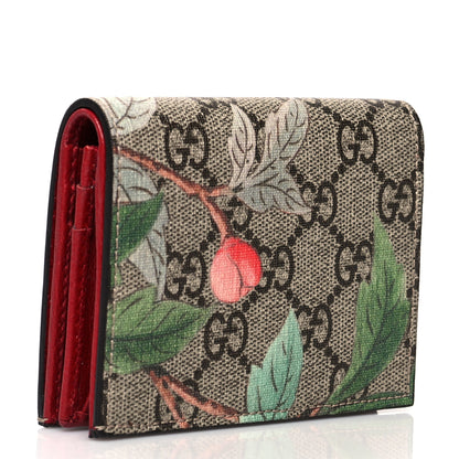 Gucci GG Supreme Monogram Tian Card Case Beige Multicolor Red 3 of 7