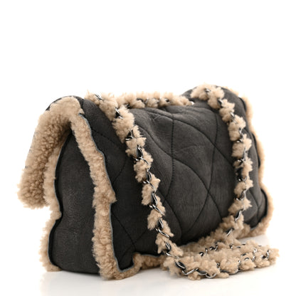 Chanel Shearling Quilted Medium Single Flap Grey 3 of 12