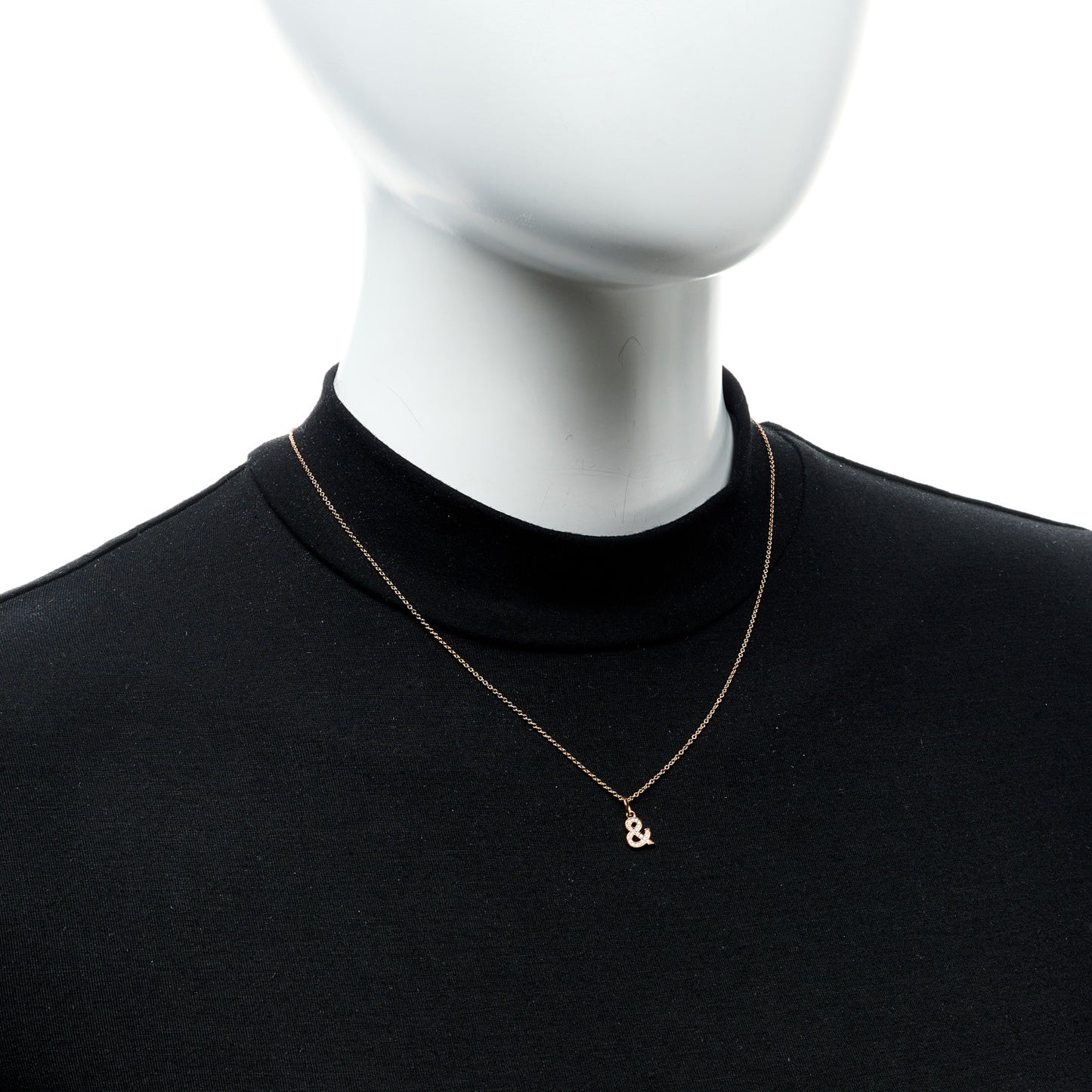 18K Rose Gold Diamond Small Ampersand Pendant Necklace