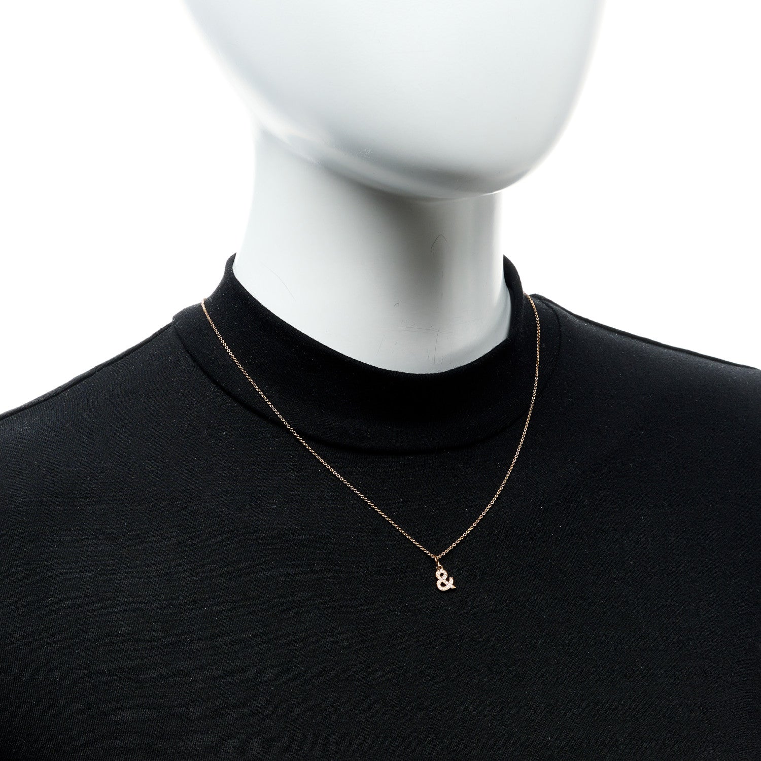 Tiffany 18K Rose Gold Diamond Small Ampersand Pendant Necklace 2 of 8