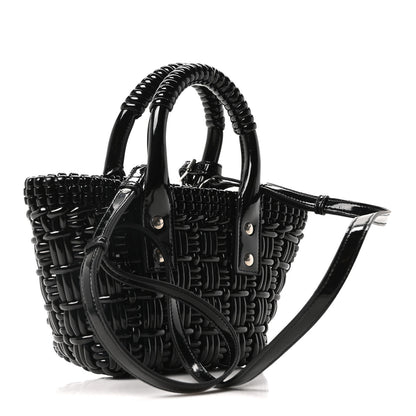 Balenciaga Faux Calfskin Braided Varnished XXS Bistro Basket Black 3 of 9