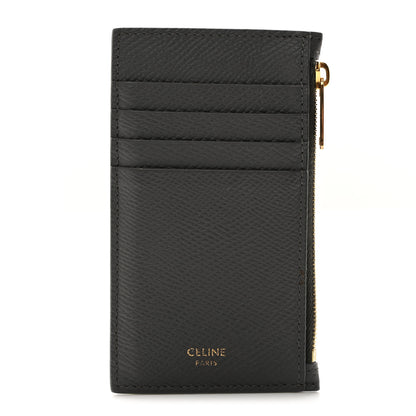 Celine Grained Calfskin Zipped Card Holder Grey 1 of 9