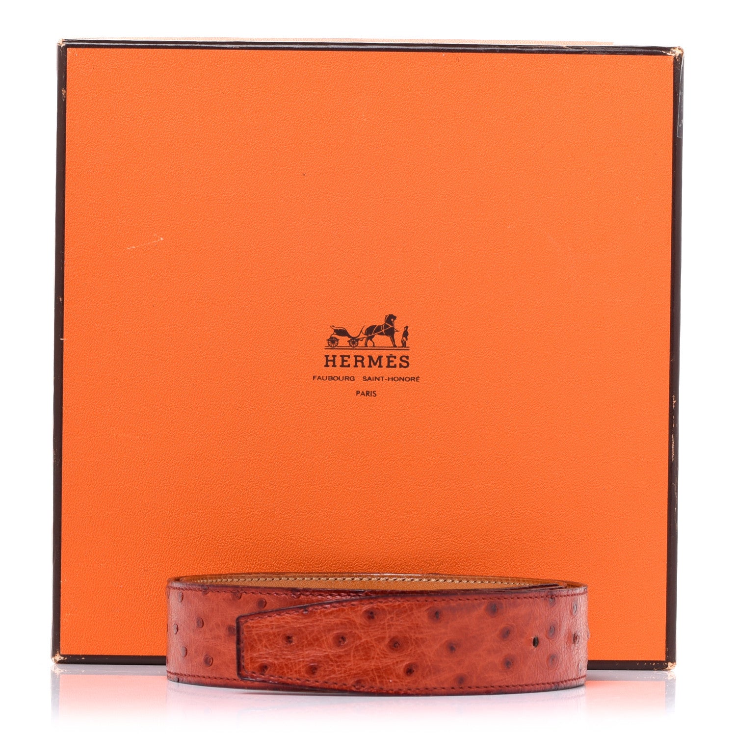 Hermes Ostrich 32mm Belt Strap 75 Brique 6 of 6