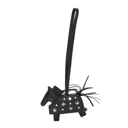 Hermes Milo Lambskin Studded Grigri Rodeo Robeo Rock Horse Bag Charm PM Black 1 of 5