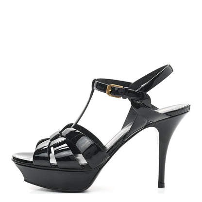 Saint Laurent Patent Tribute 75 Platform Sandals 38.5 Black 1 of 6