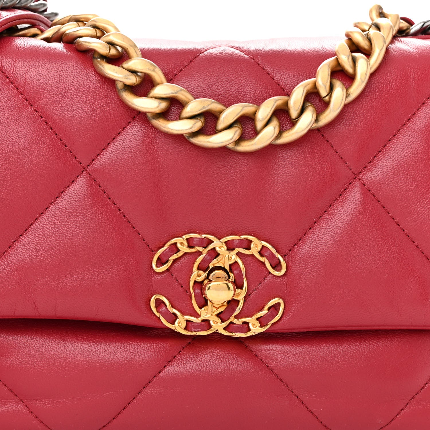 Chanel Goatskin Quilted Medium Chanel 19 Flap Red 8 of 12