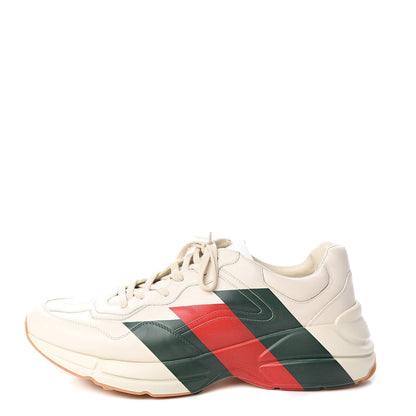 Gucci Calfskin Web Printed Mens Rhyton Sneakers 13 Mystic White 1 of 9