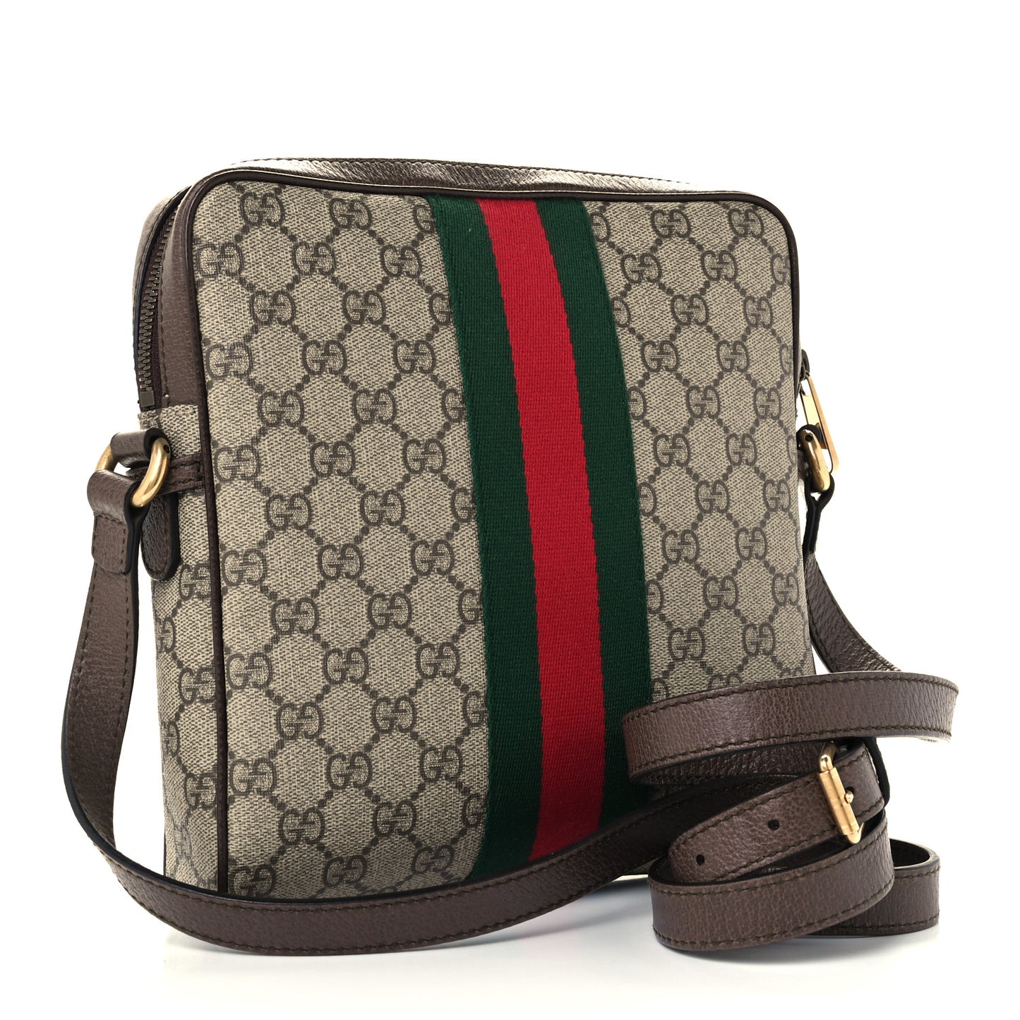 GG Supreme Monogram Web Small Ophidia Messenger Bag Brown