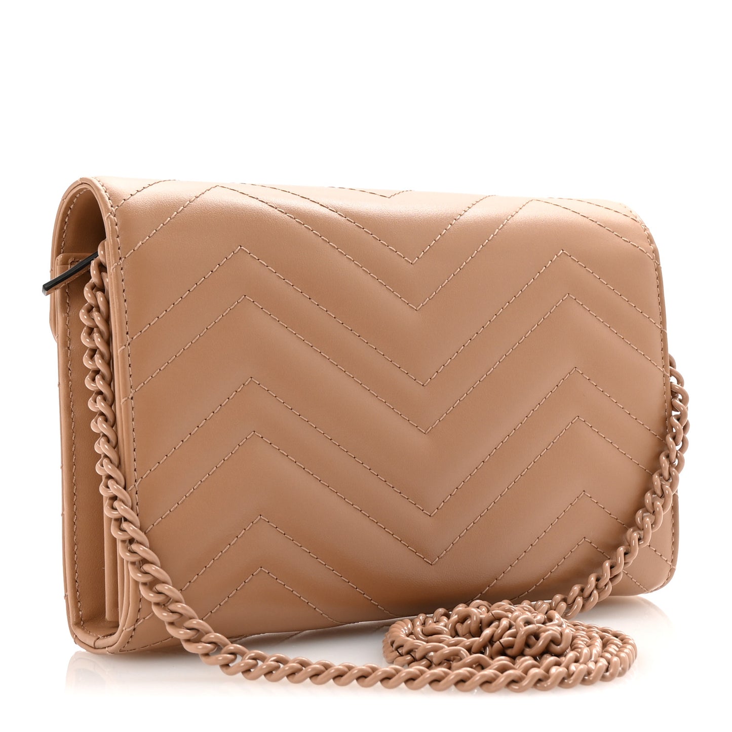 Calfskin Matelasse Monochrome GG Marmont Chain Wallet Camelia