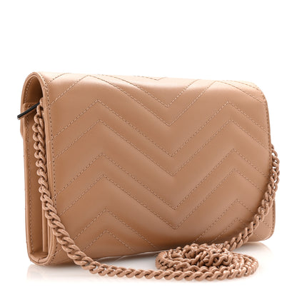 Gucci Calfskin Matelasse Monochrome GG Marmont Chain Wallet Camelia 3 of 11