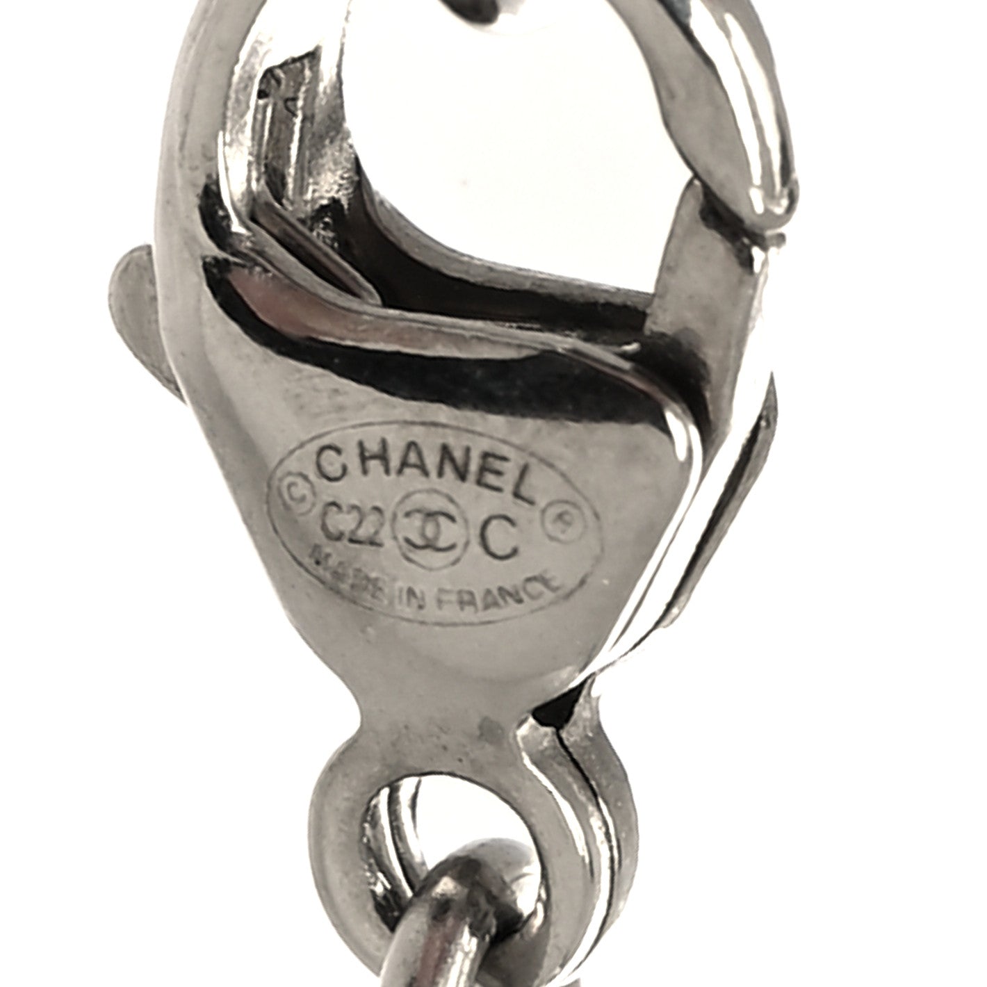 Chanel Crystal Pearl CC Pendant Necklace Silver 5 of 5
