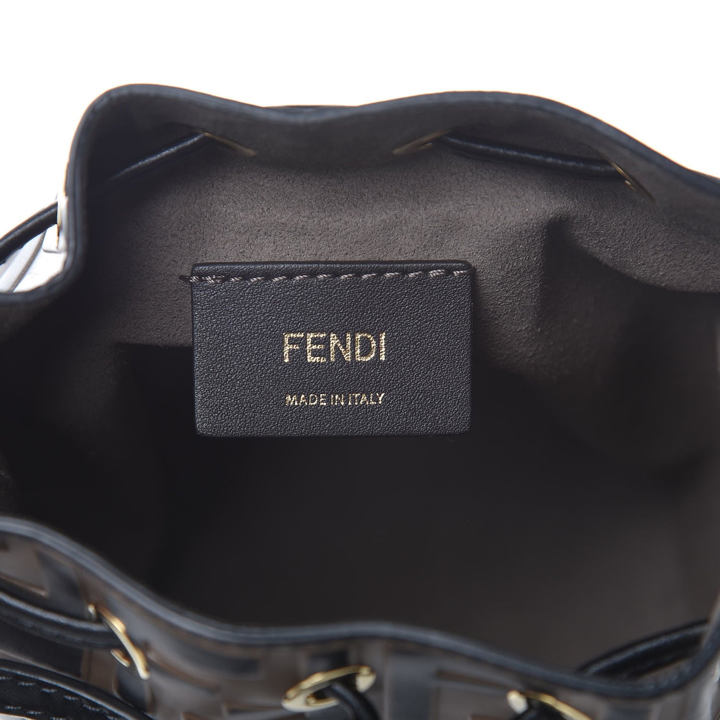 Vitello Liberty F is Fendi Bi-Color FF 1974 Embossed Mini Mon Tresor Bucket Bag Maya Black