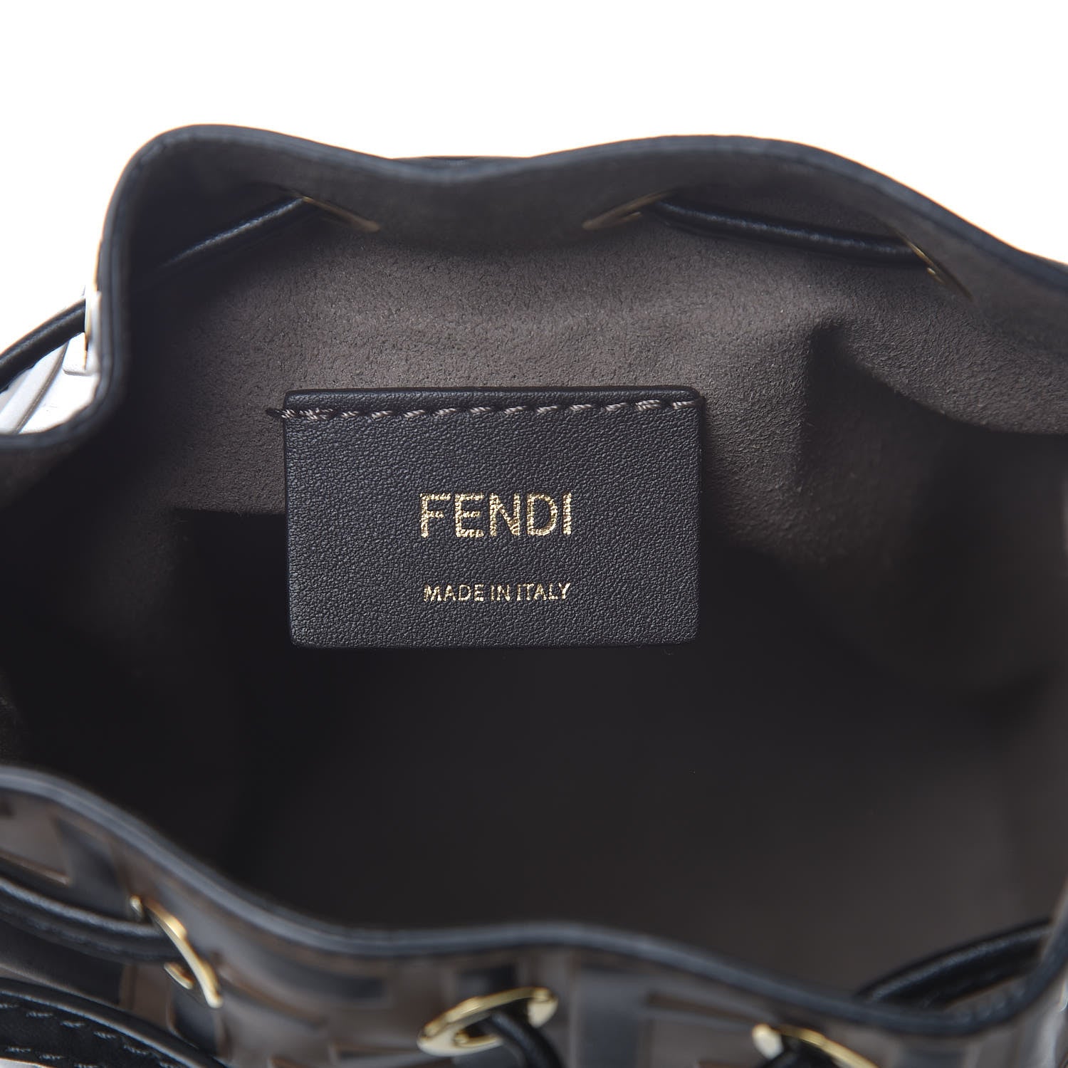Fendi Vitello Liberty F is Fendi Bi-Color FF 1974 Embossed Mini Mon Tresor Bucket Bag Maya Black 6 of 7