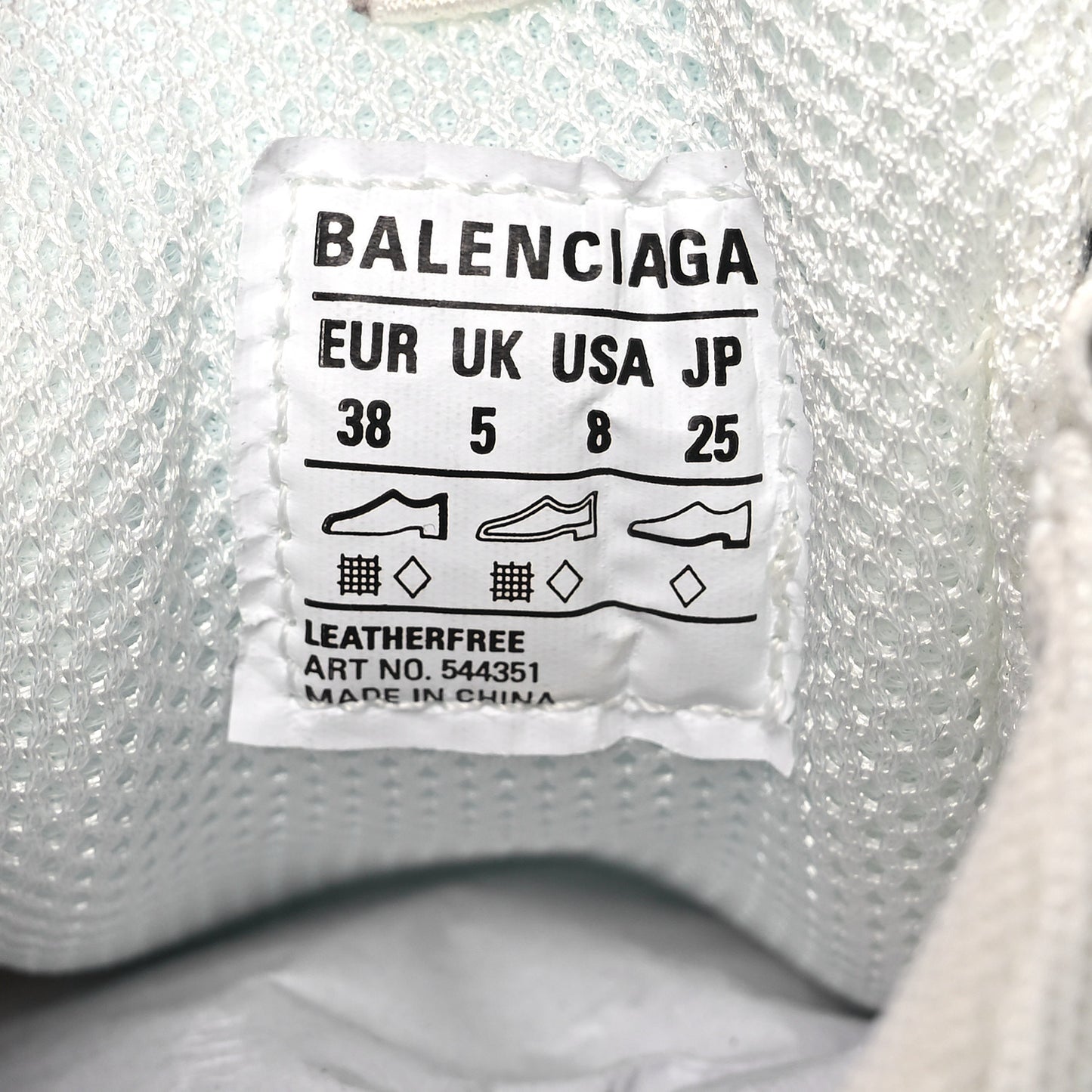 Fabric Mesh Clear Sole Womens Triple S Sneakers 38 White